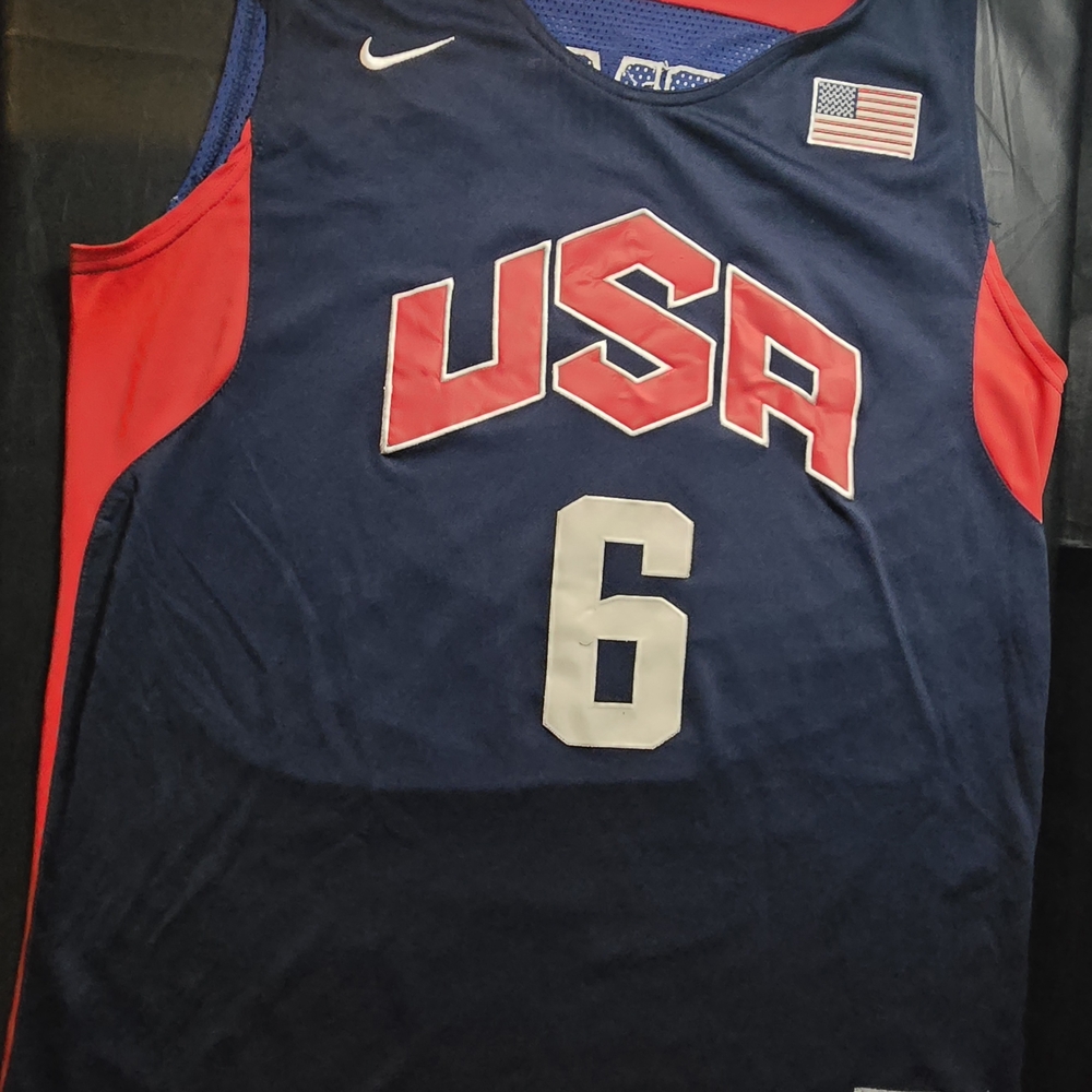Nike 2012 Olympics LeBron James #6 NBA USA Stitched Basketball Blue Jersey Men L